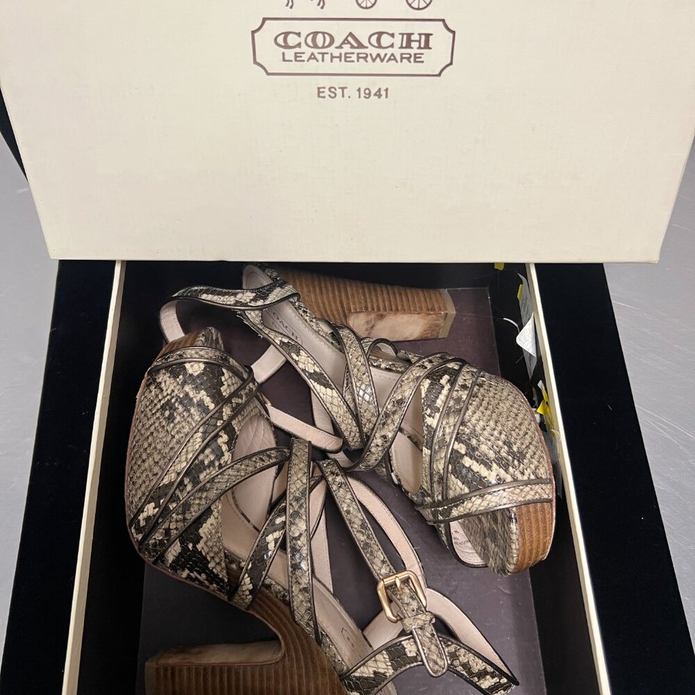 Coach Python Skin Platform Sandal - Picture 9 of 9